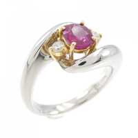 K18YG/PT ルビー リング 0.68CT