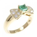 K18YG リボン エメラルド リング 0.30CT