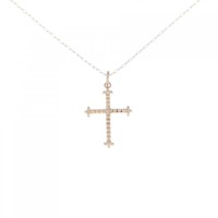 K10PG クロス ダイヤモンド ネックレス 0.01CT