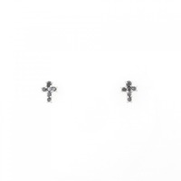 K18WG クロス ダイヤモンド ピアス 0.10CT
