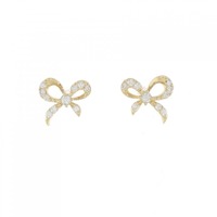 【リメイク】K18YG リボン ダイヤモンド ピアス 0.20CT