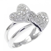 K18WG パヴェ ハート ダイヤモンド リング 0.50CT