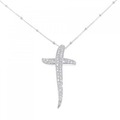 K18WG クロス ダイヤモンド ネックレス 0.18CT