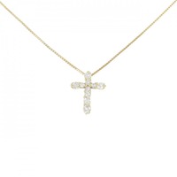 K18YG クロス ダイヤモンド ネックレス 0.20CT