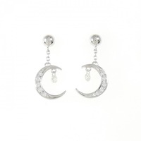 K18WG ムーン ダイヤモンド ピアス 0.22CT