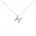 K18WG イニシャルH ダイヤモンド ネックレス 0.30CT