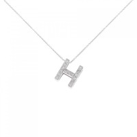 K18WG イニシャルH ダイヤモンド ネックレス 0.30CT