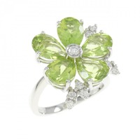 750WG フラワー ペリドット リング