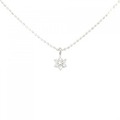 K18WG フラワー ダイヤモンド ネックレス 0.06CT