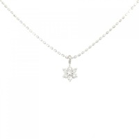K18WG フラワー ダイヤモンド ネックレス 0.06CT