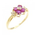 K18YG フラワー ルビー リング 0.50CT