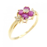 K18YG フラワー ルビー リング 0.50CT