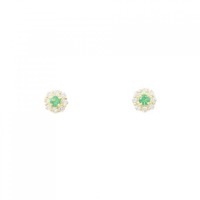 【新品】K18YG エメラルド ピアス 0.12CT