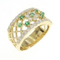 K18YG フラワー エメラルド リング 0.25CT