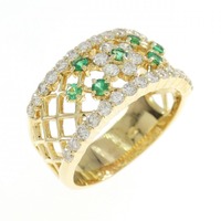 K18YG フラワー エメラルド リング 0.25CT
