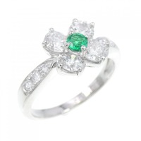 PT フラワー エメラルド リング 0.10CT