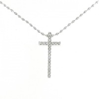 K18WG/750WG クロス ダイヤモンド ネックレス 0.20CT