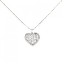 K18WG ハート ダイヤモンド ネックレス 0.12CT
