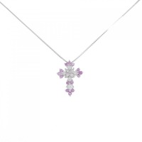 K18WG クロス サファイヤ ネックレス 0.30CT