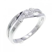 K18WG スリーストーン ダイヤモンド リング 0.11CT