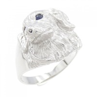 K18WG ドッグ サファイヤ リング 0.20CT