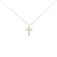 K18YG クロス ダイヤモンド ネックレス 0.08CT