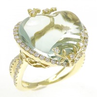 K18YG ハート クオーツ リング 13.70CT