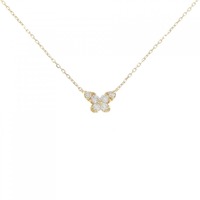 K18YG/K18WG バタフライ ダイヤモンド ネックレス 0.14CT
