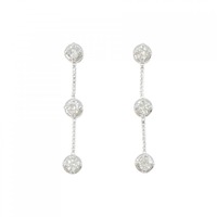 K18WG スリーストーン ダイヤモンド ピアス 0.50CT