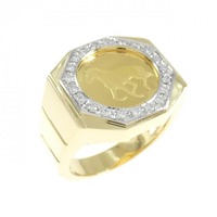 【新品】K18YG/PT枠 ホース ダイヤモンド リング 0.25CT