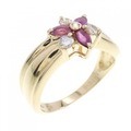 K18YG フラワー ルビー リング 0.38CT