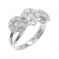 K18WG フラワー ダイヤモンド リング 1.30CT