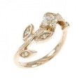 K18PG フラワー ダイヤモンド リング 0.13CT