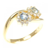 K18YG フラワー アクアマリン リング