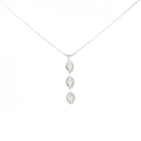 K18WG/750WG スリーストーン ダイヤモンド ネックレス 0.50CT
