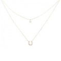 K10PG ホースシュー ダイヤモンド ネックレス 0.03CT