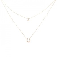 K10PG ホースシュー ダイヤモンド ネックレス 0.03CT