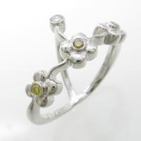 K18WG フラワー ダイヤモンドリング