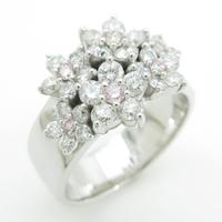 K18WG フラワー ダイヤモンドリング