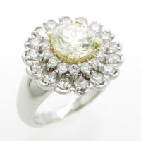 K18YG／プラチナダイヤモンドリング 1．026ct・LY・VS2・GOOD