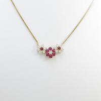 K18YG フラワー ルビーネックレス