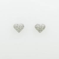 K18WG ハート パヴェ ダイヤモンドピアス10％引き