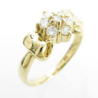 K18YG リボン ダイヤモンドリング