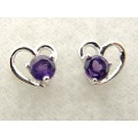 2月の誕生石アメジストK18WG(ホワイトゴールド)ピアス [y060117]