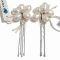 AMANDA fashions◆淡水パールフラワーヘッドドレス・スティック（2本セット）◆アイボリー