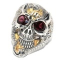 BWL(ビルウォールレザー)30th Master Skull Flying Tire Ring w/R.Garnet Gold Overlay R419C