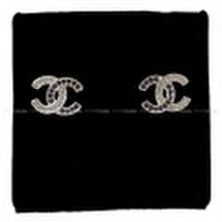 CHANEL シャネル ココマーク バイカラー ラインストーン ピアス 黒Ｘシルバー A98011 新品
