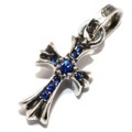 CHROME HEARTS(クロムハーツ)　CHクロス ベイビーファットチャームw/パヴェブルーサファイア ペンダント【トップのみ】　ネックレス