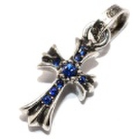 CHROME HEARTS(クロムハーツ)　CHクロス ベイビーファットチャームw/パヴェブルーサファイア ペンダント【トップのみ】　ネックレス