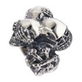 CRAZY PIG DESIGNS(クレイジーピッグ)　THREE WISE SKULL RING #225